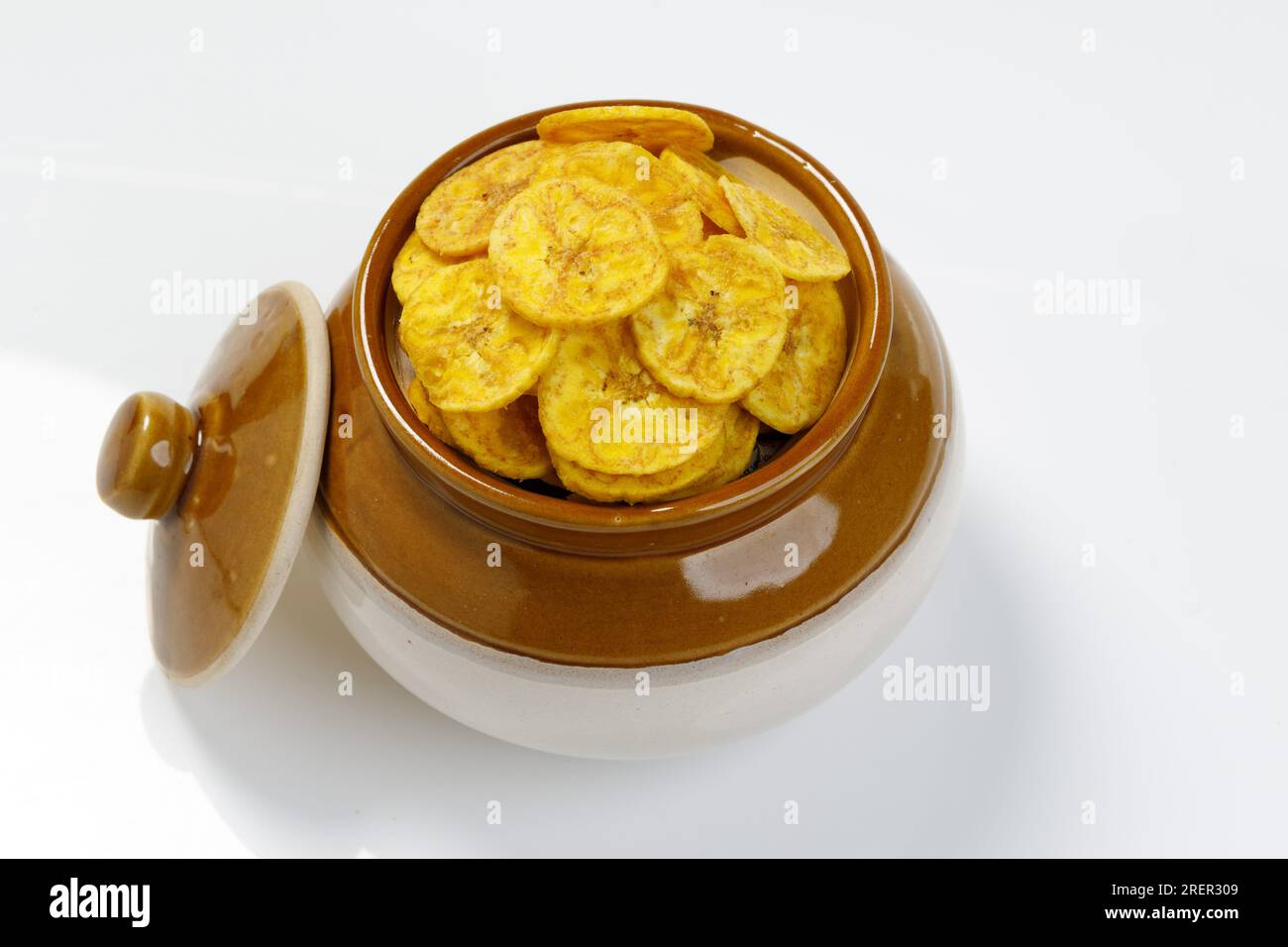 Kerala chips or Banana chips, cult snack item of Kerala, arranged