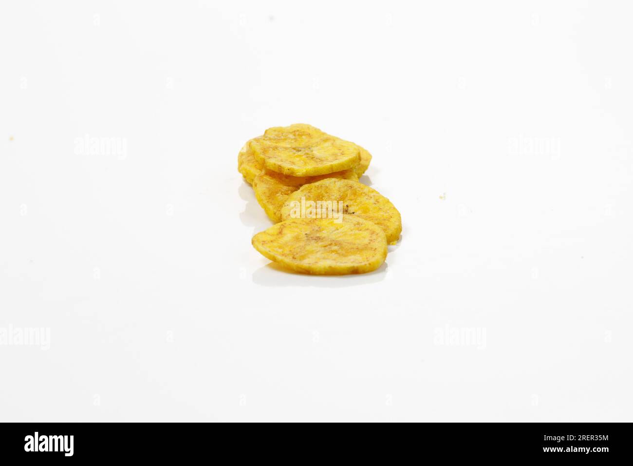 Kerala chips or Banana chips, cult snack item of Kerala,Isolated image with white background Stock Photo