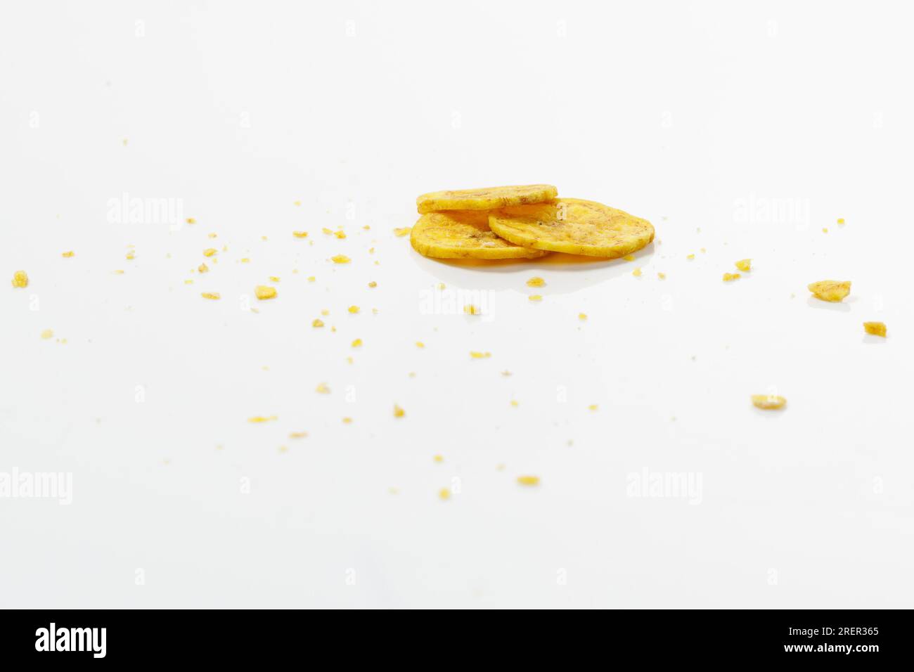 Kerala chips or Banana chips, cult snack item of Kerala,Isolated image with white background Stock Photo