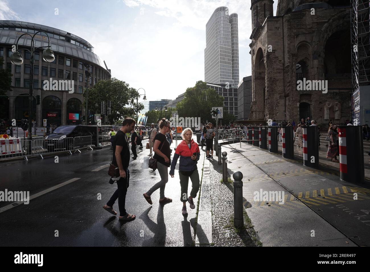 Berlin, Germany. July 29, 2023. Street festival atmosphere on  Kurfürstendamm: At the Adidas Runners City Night Berlin, the traffic comes  to a standstill on Berlin's world-famous boulevard, and the route belongs  solely