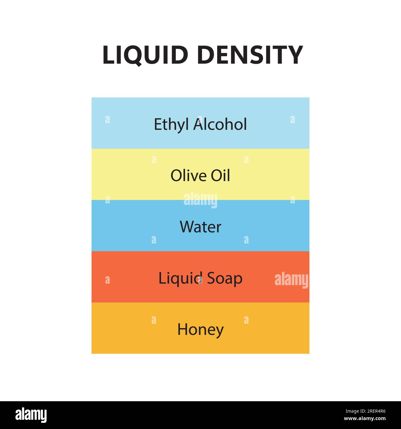 PrinLiquid density scientific experiment concept. Separate fluid layers