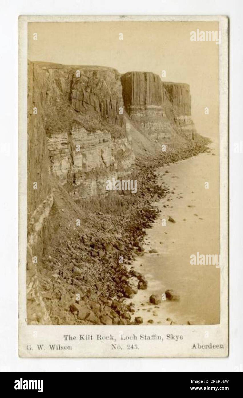 Carte de Visite of Kilt Rock, Staffin, Skye - George Washington Wilson circa 1870 by George Washington Wilson Stock Photo