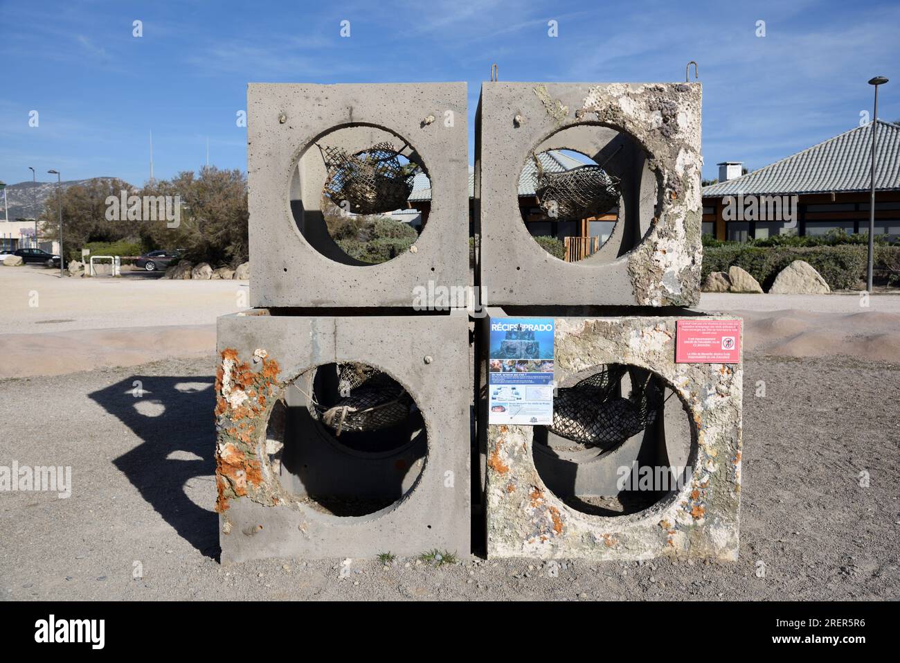 Concrete Blocks Used for Creating Artificial Coral Reef on Prado Beach