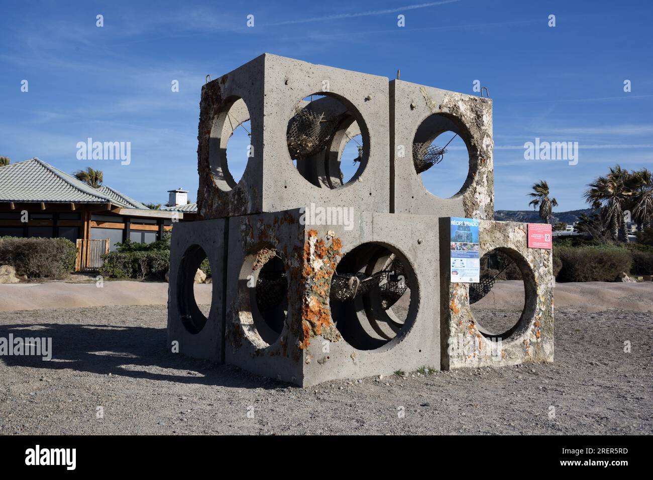 Concrete Blocks Used for Creating Artificial Coral Reef on Prado Beach