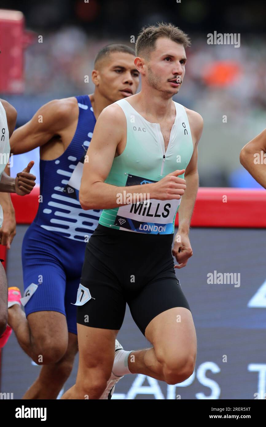 George MILLS (Great Britain) competing in the Men's 1500m Final at the 2023, IAAF Diamond League, Queen Elizabeth Olympic Park, Stratford, London, UK. Stock Photo