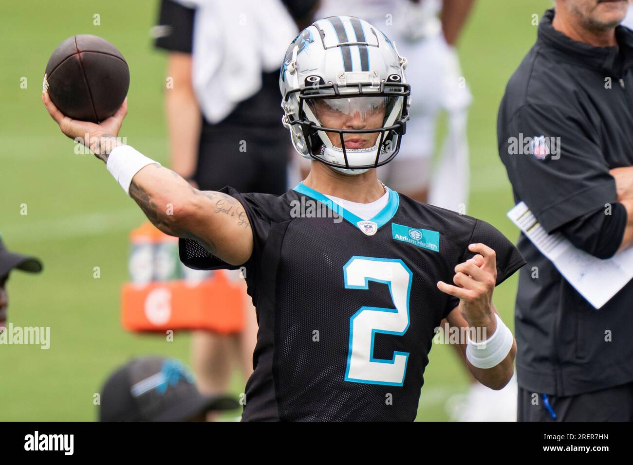 Carolina Panthers quarterback Matt Corral throws the ball at the NFL