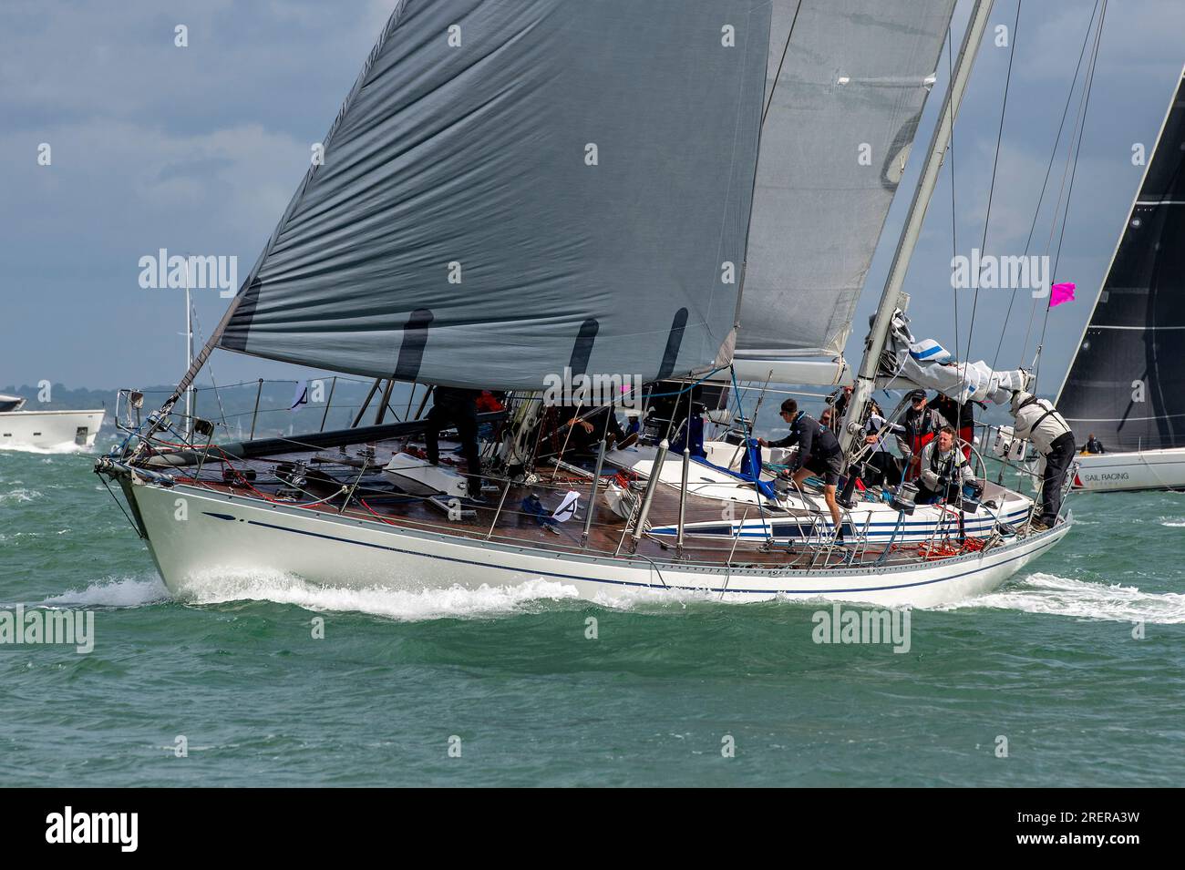 cowes week 2023, large racing yacht at cowes week on the isle of wight
