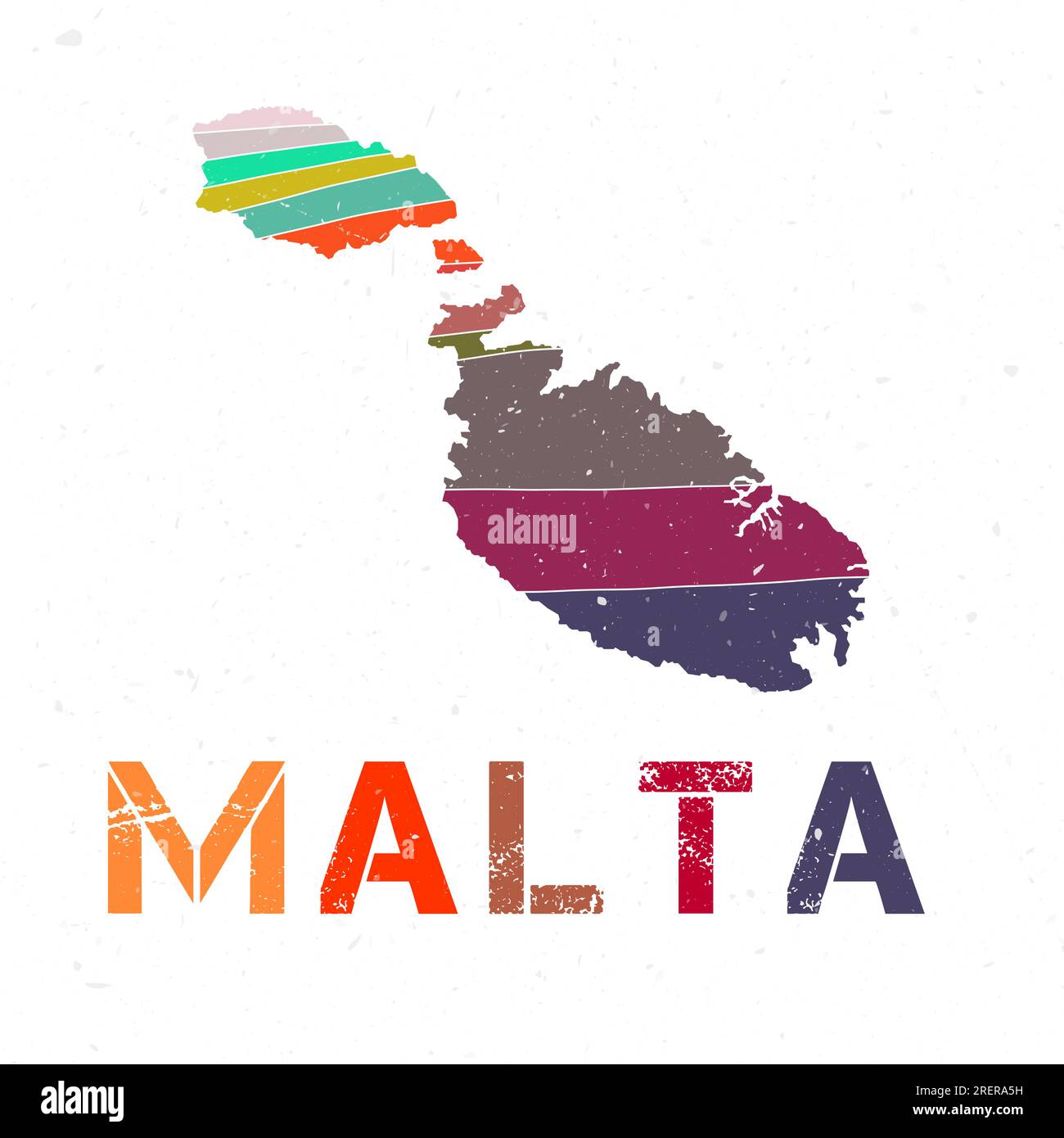 Malta map design. Shape of the island with beautiful geometric waves and grunge texture. Elegant vector illustration. Stock Vector
