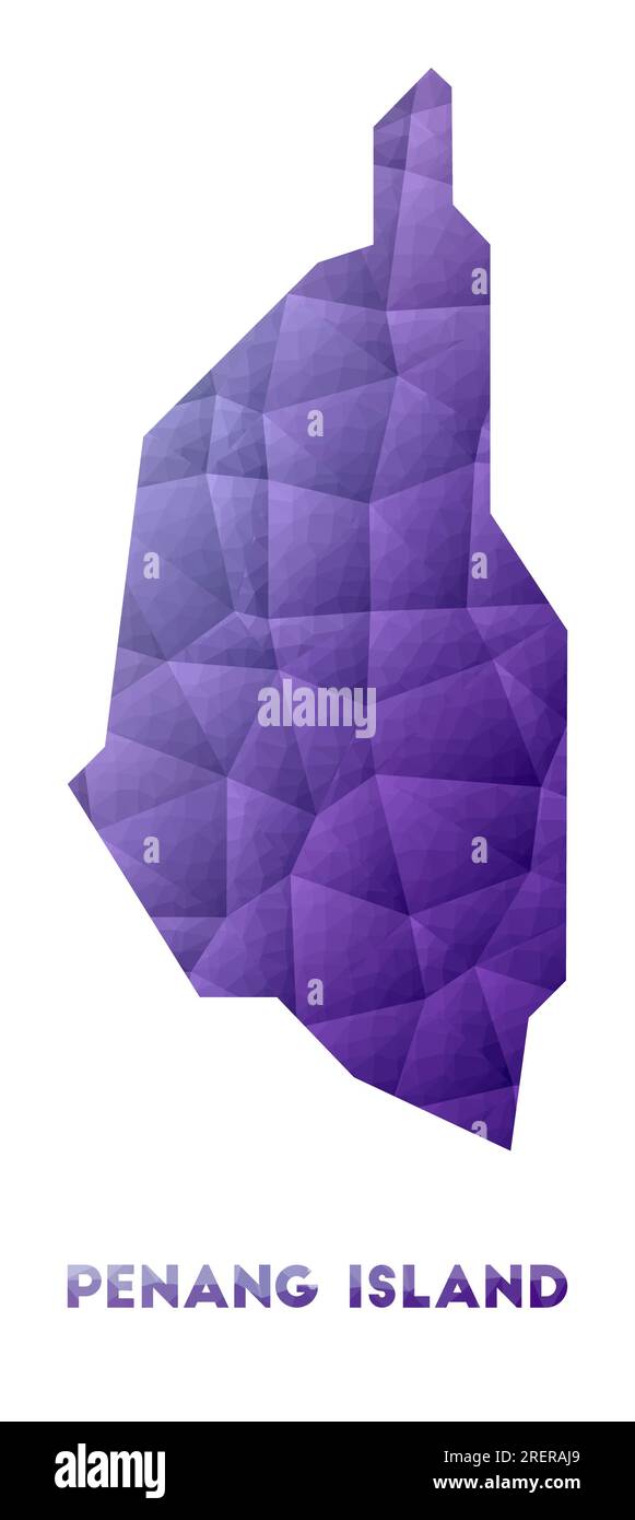 Map of Penang Island. Low poly illustration of the island. Purple ...