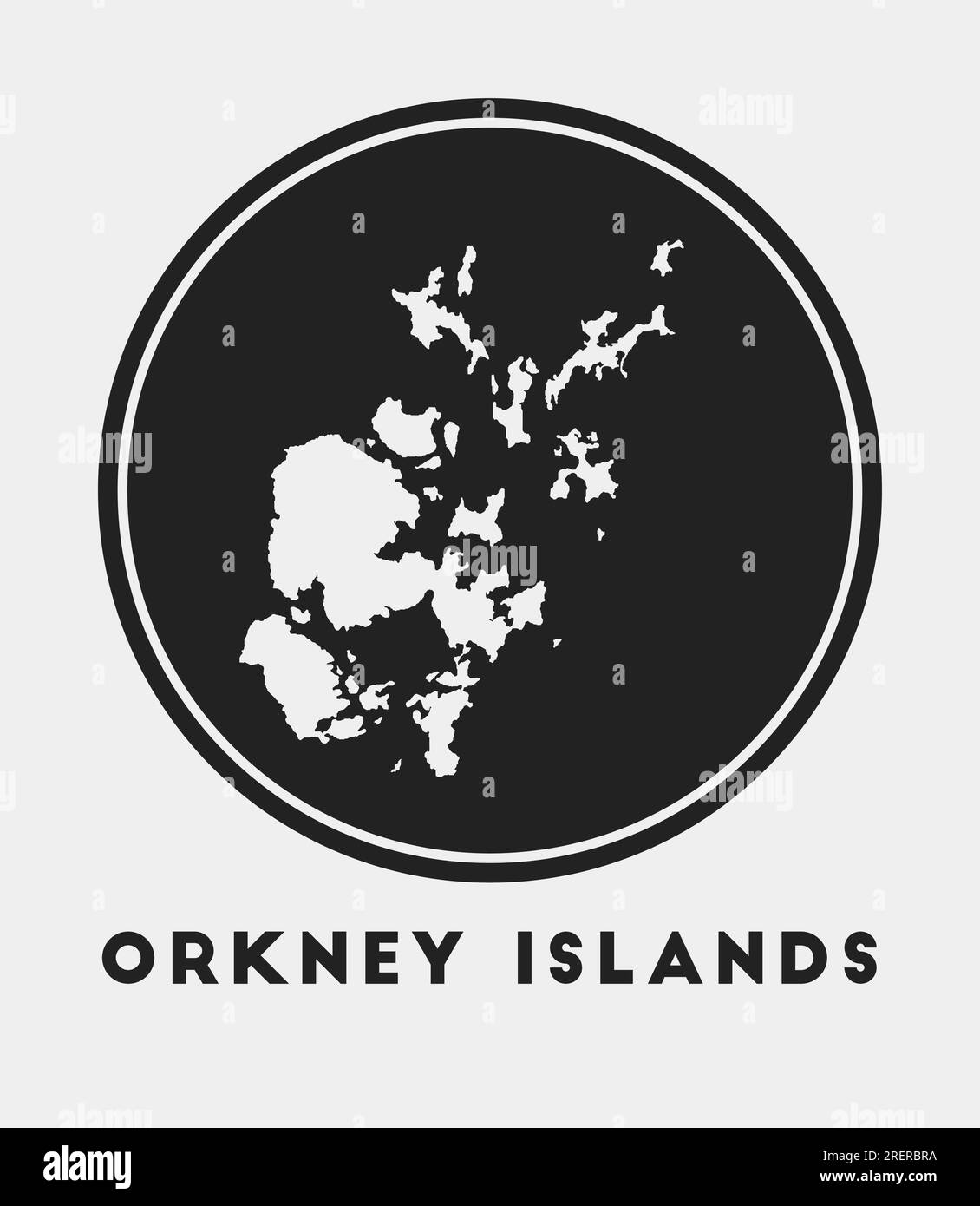 Orkney Islands icon. Round logo with island map and title. Stylish ...