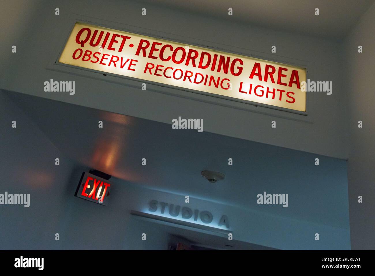 Recording studio signs in the Capitol Records Tower in Hollywood, California. Stock Photo