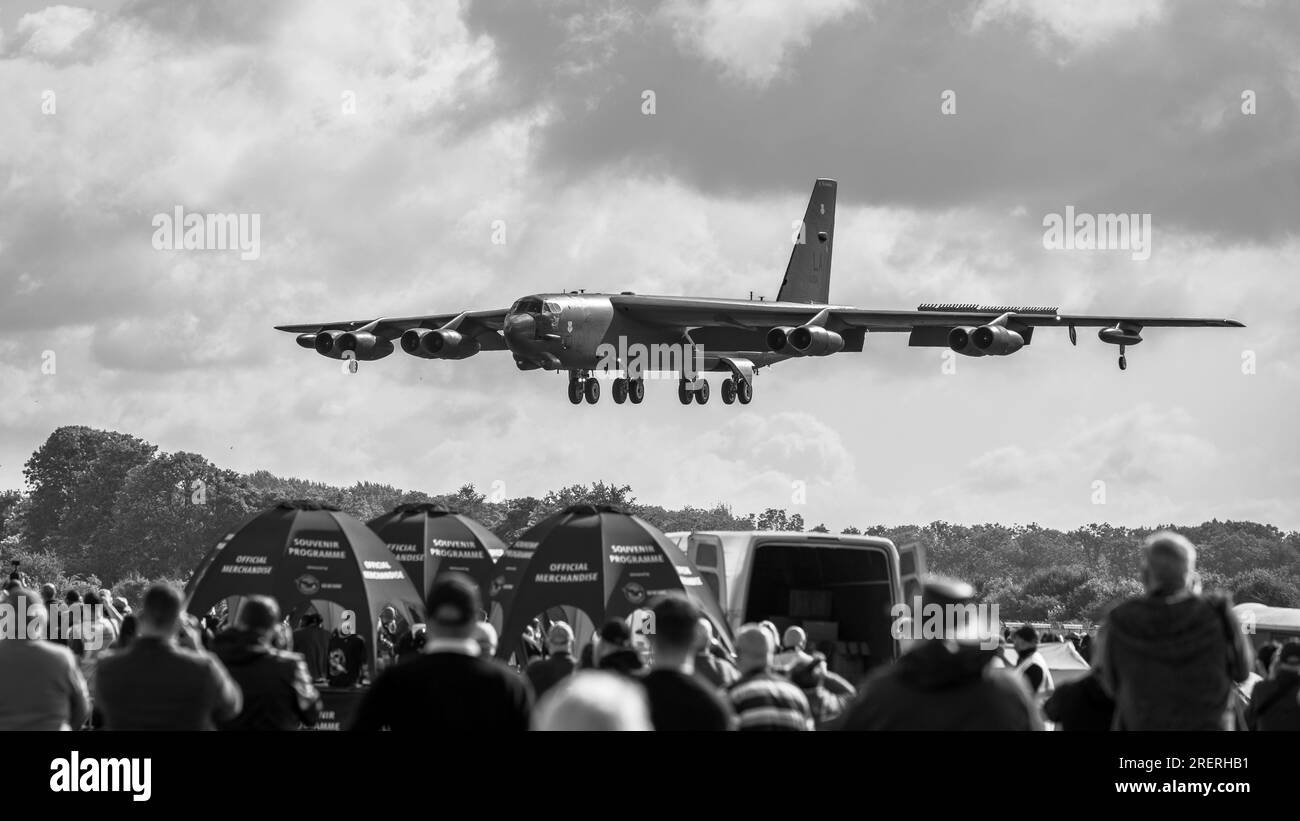 United States Air Force - Boeing B-52H Stratofortress, arriving at RAF Fairford for the Royal International Air Tattoo 2023. Stock Photo