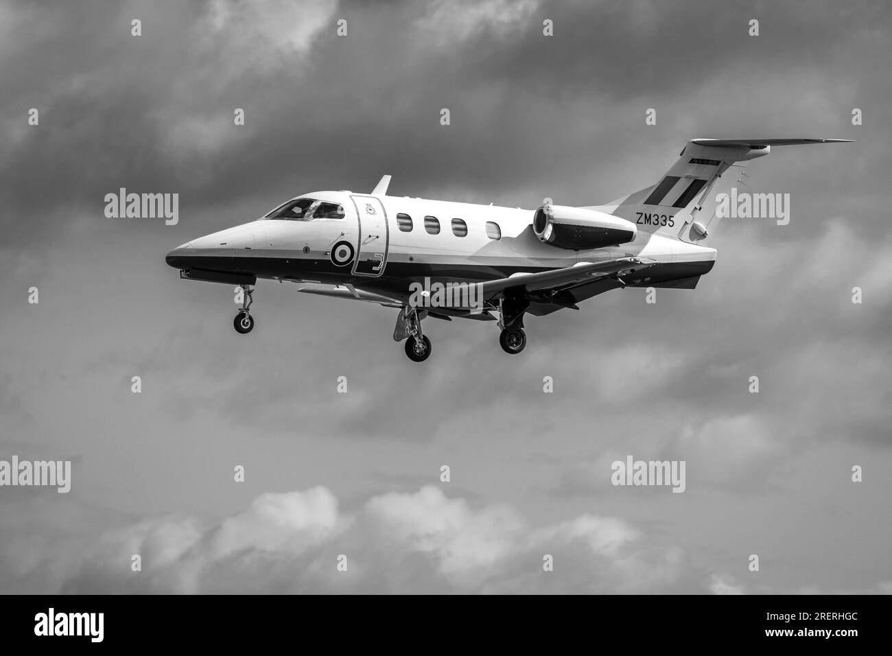 Royal Air Force - Embraer Phenom T1, arriving at RAF Fairford for the Royal International Air Tattoo 2023. Stock Photo