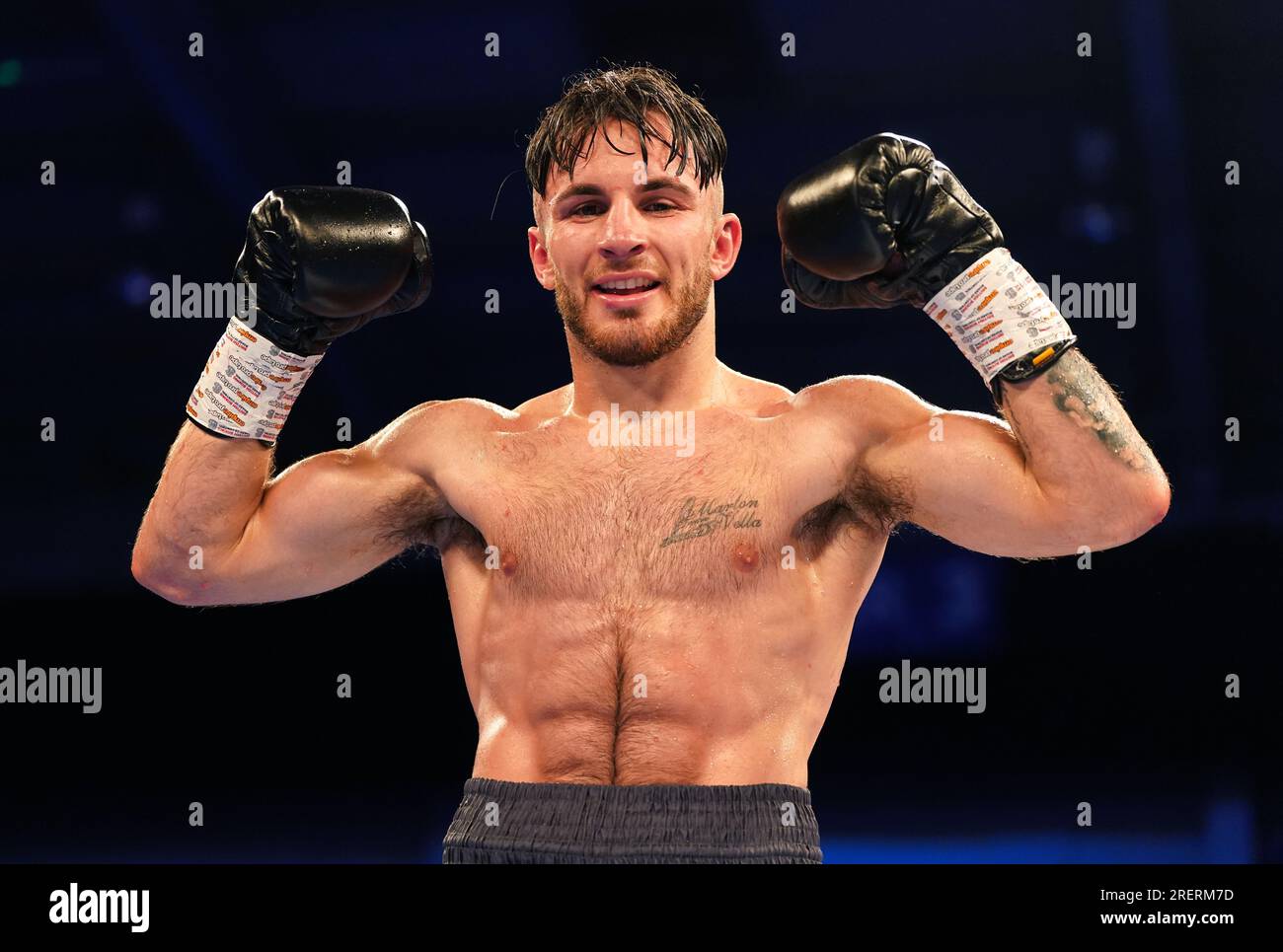 Owen Cooper after victory against Robin Zamora (not pictured) in the welter weight bout at the Telford International Centre, Telford. Stock Photo
