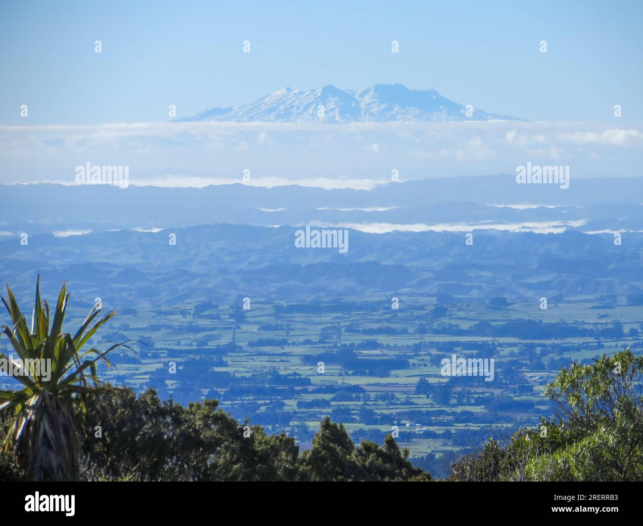 Stunning view from the Egmont Visitor Centre across the green fields