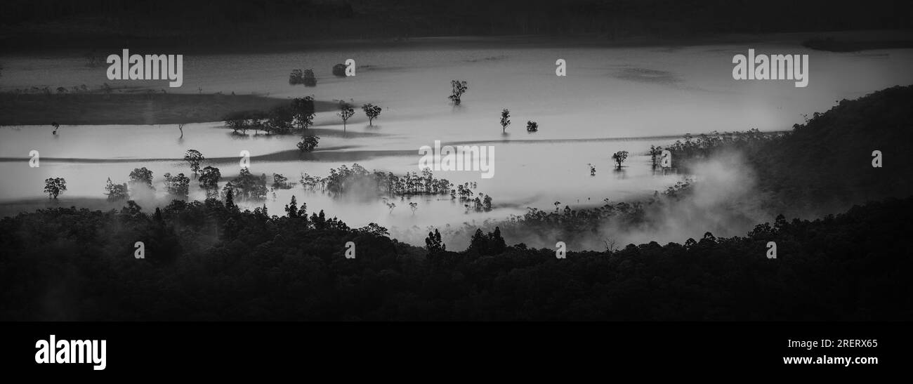 Landscape blue river provincial Black and White Stock Photos & Images ...