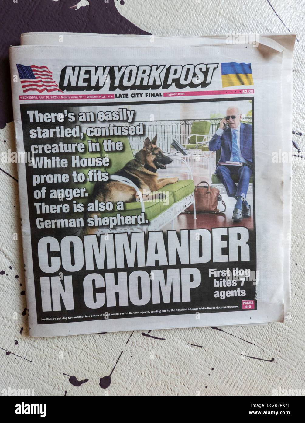 Sensational highlights and coverage in the New York Post newspaper, United States, 26 July 2023 Stock Photo