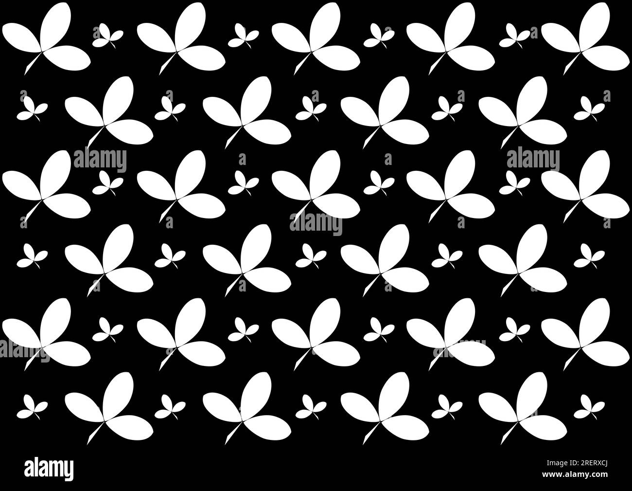 Seamless background with ivy leaves in black and white colours. Stock Photo