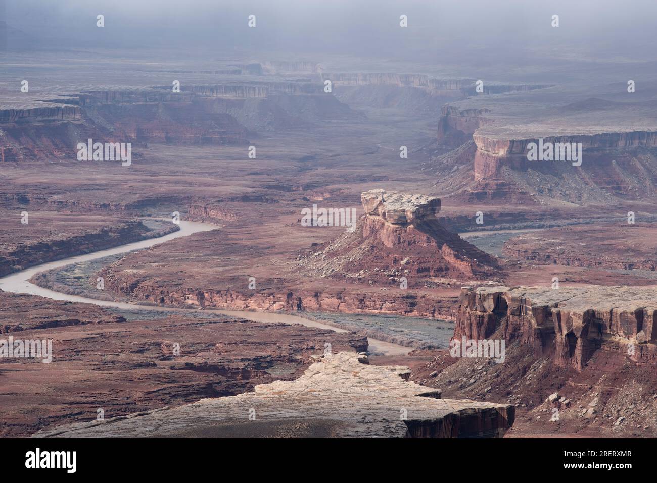 Storm clearing away from Turk's Head and the Green River, Canyonlands National Park, Utah Stock Photo