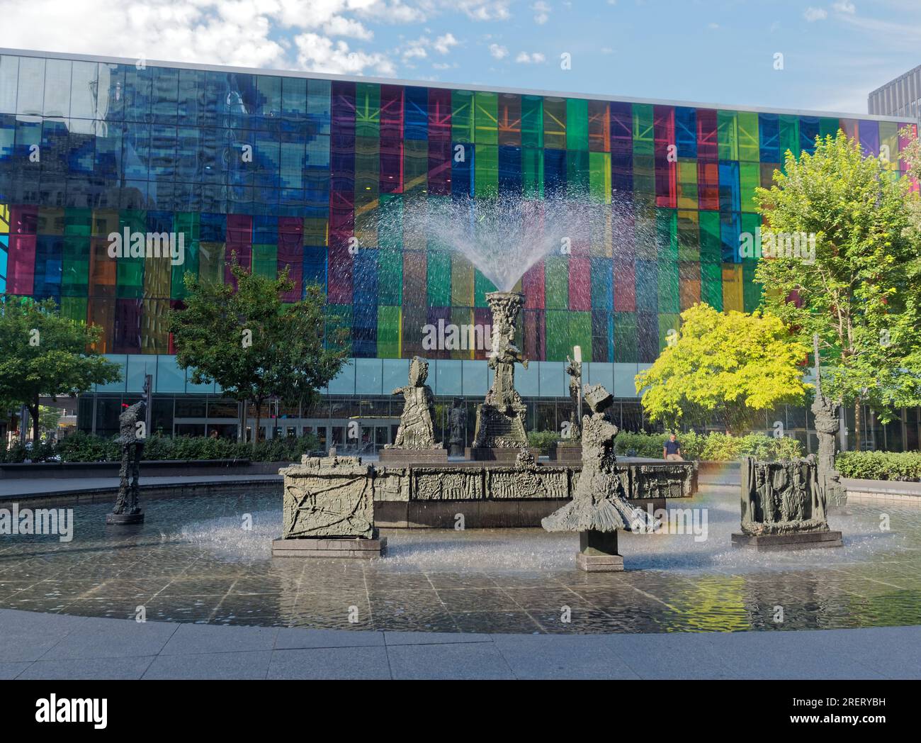 Jean-Paul-Riopelle place with La joute sculpture. Montreal, Quebec,Canada. Stock Photo