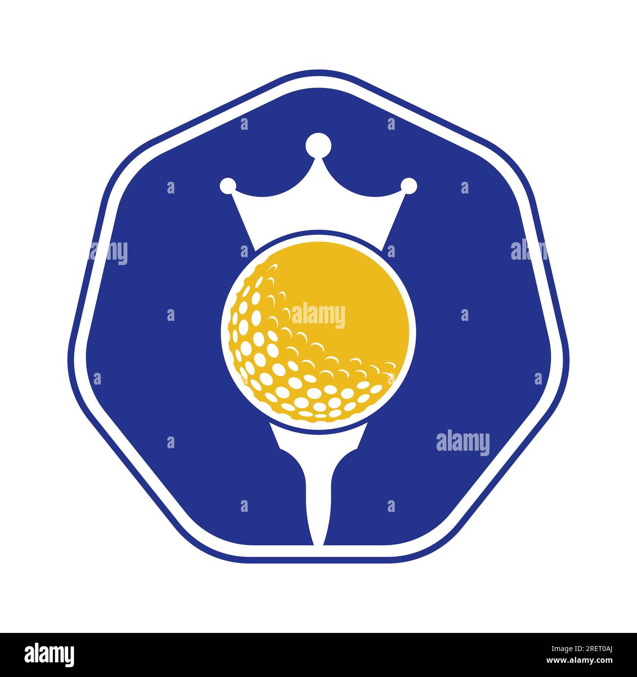 King Golf Vector Logo Design. Golf Ball With Crown Vector Icon Stock 