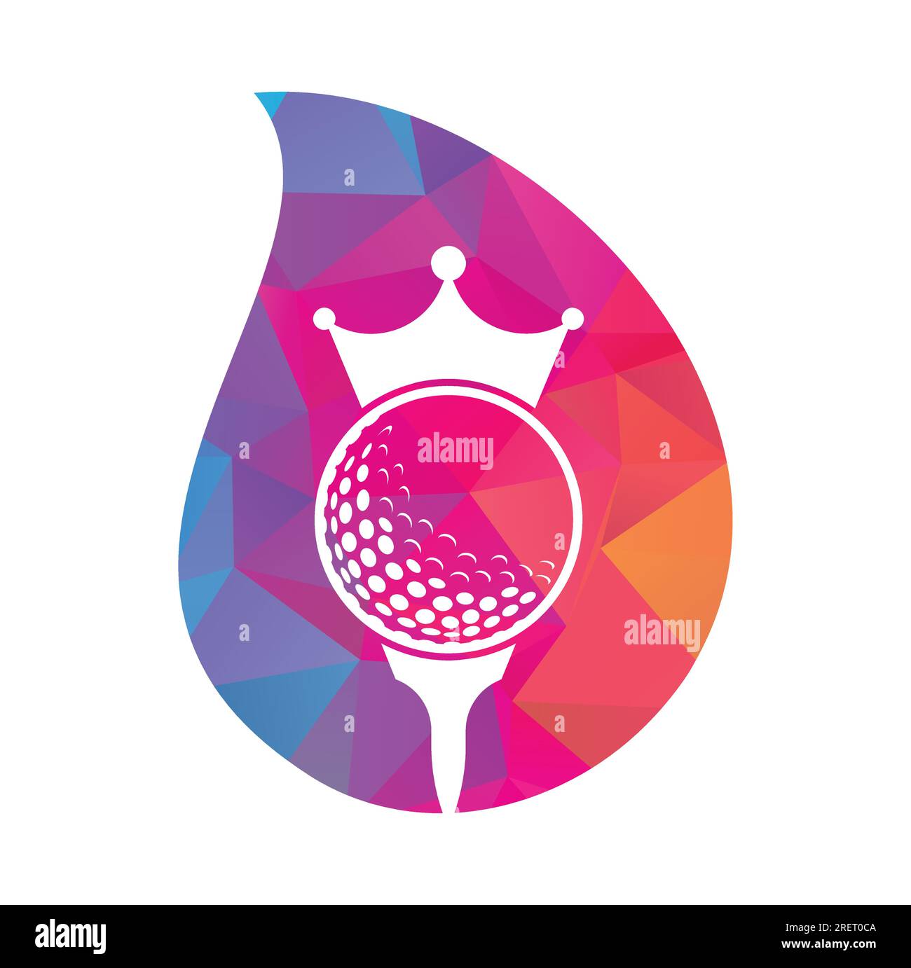 King golf vector logo design. Golf ball with crown vector icon. Stock Vector