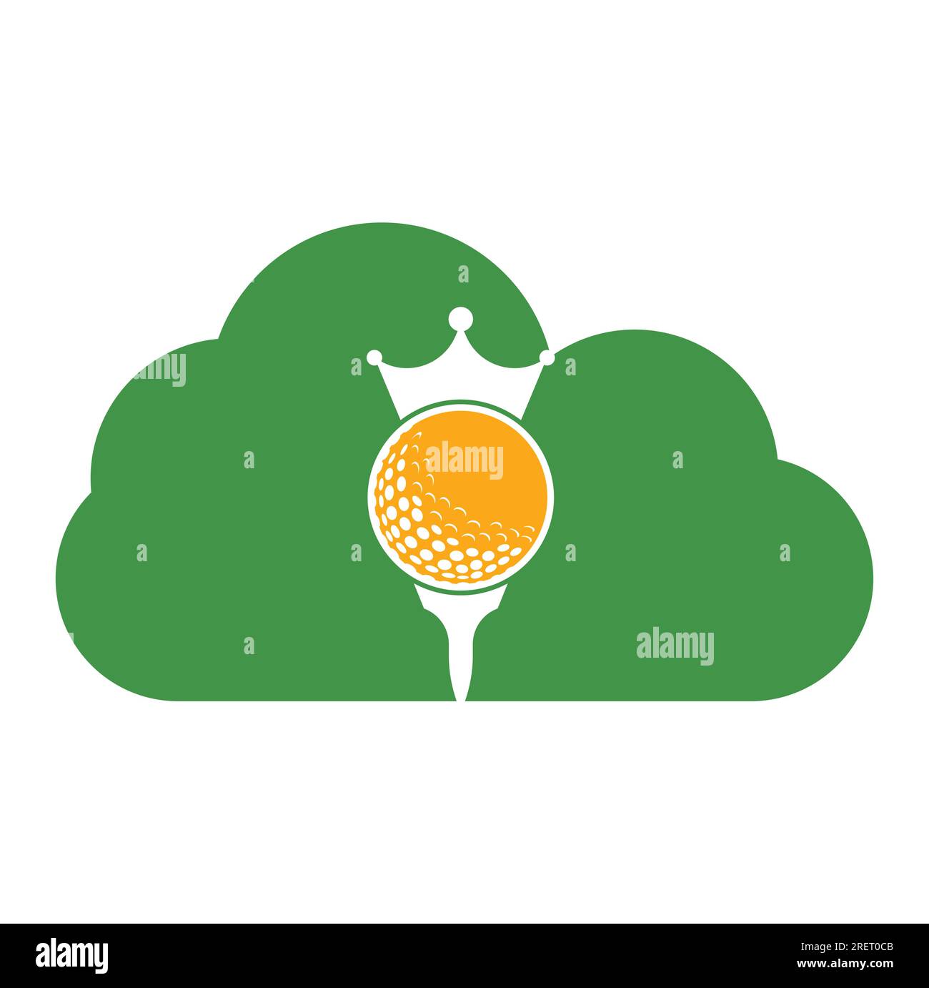 King golf vector logo design. Golf ball with crown vector icon. Stock Vector