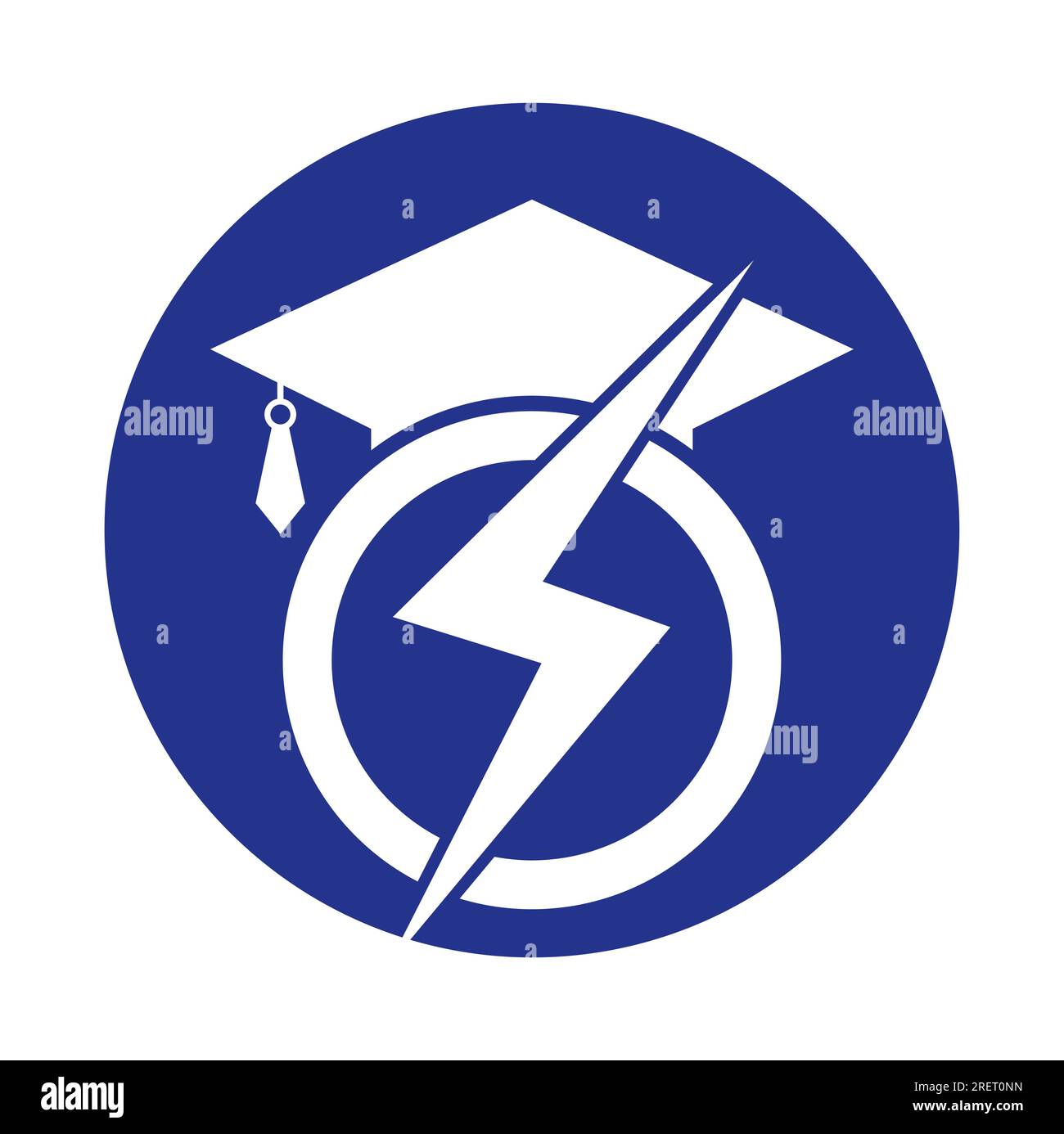 Flash student vector logo template. Education logo with graduation cap and thunder icon. Stock Vector