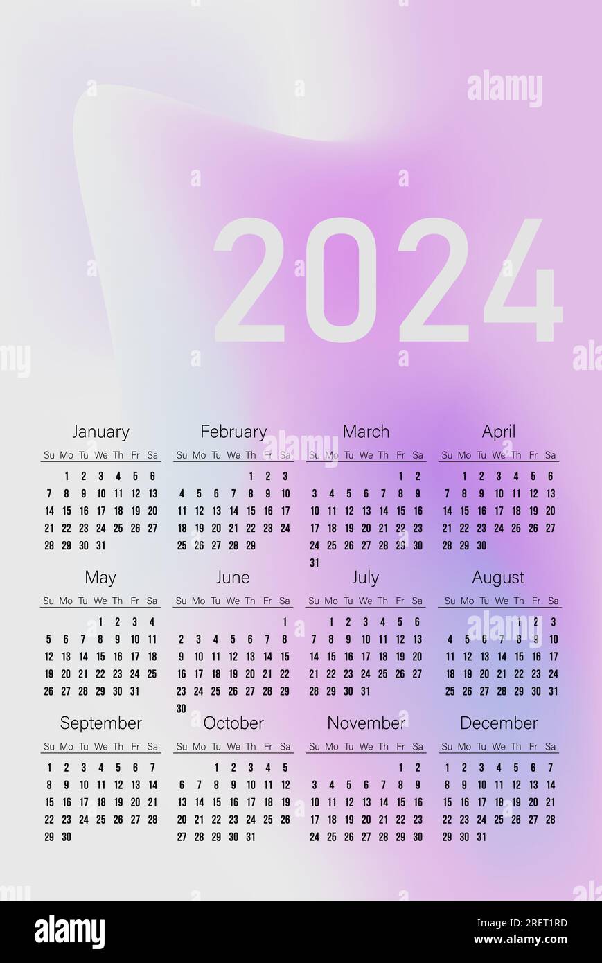 Table Calendar 2024 luxury design vector template