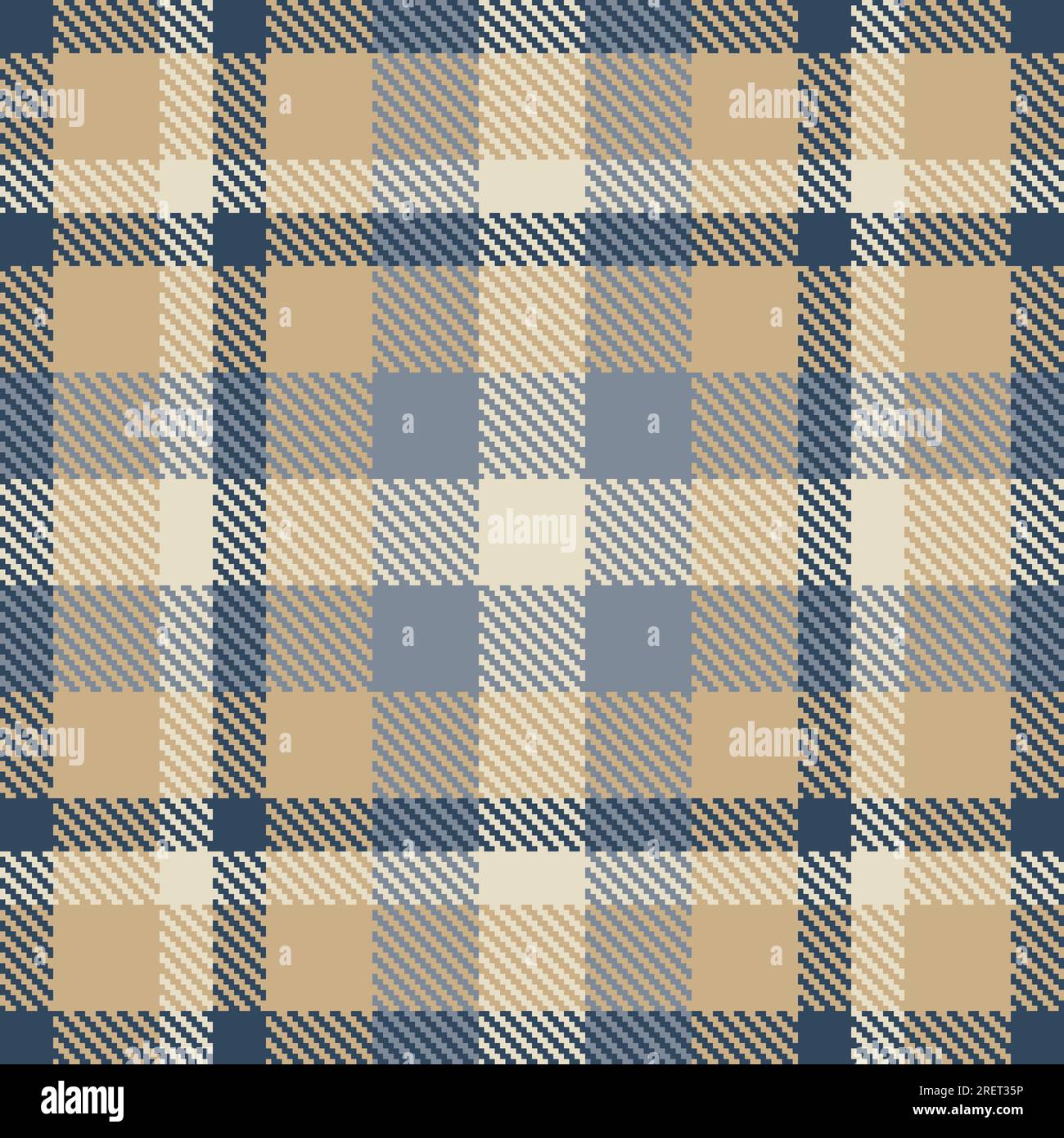 Check pattern texture of textile tartan seamless with a vector plaid fabric background in amber and cyan colors. Stock Vector