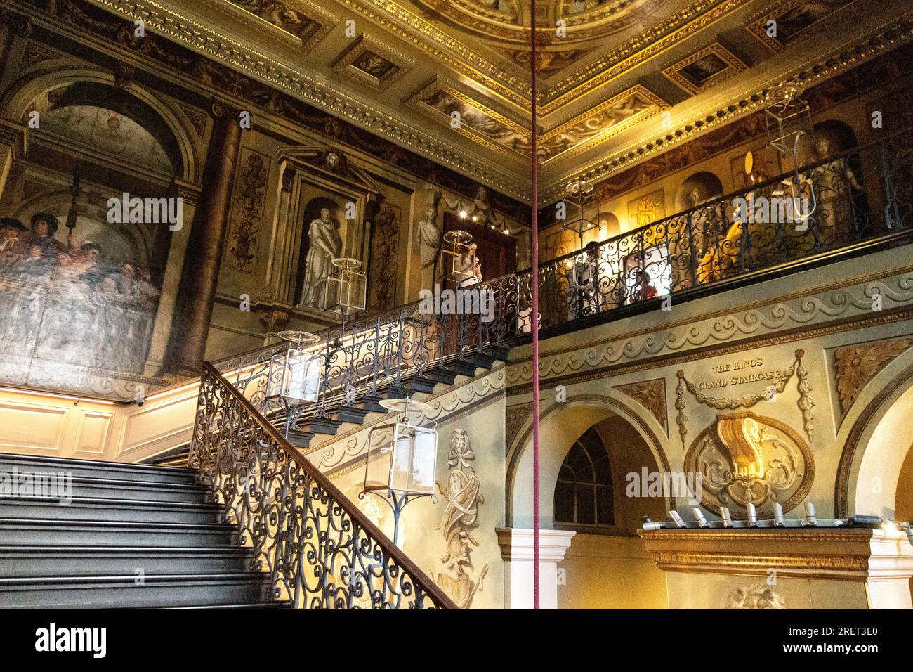 The King's Staircase at Kensington Palace with walls painted by William Kent, London, England Stock Photo