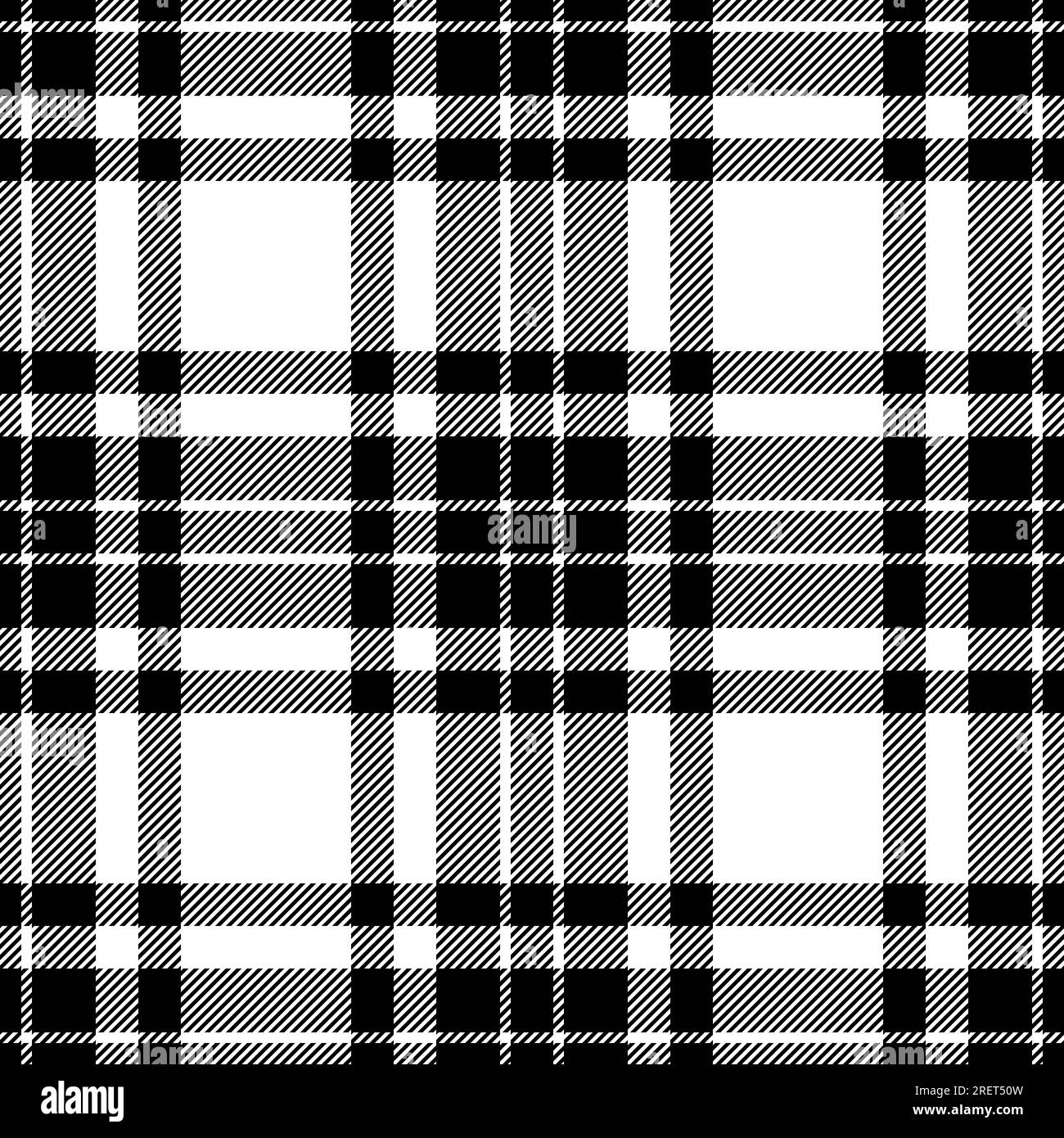 Plaid seamless pattern in black and white. Check fabric texture. Vector