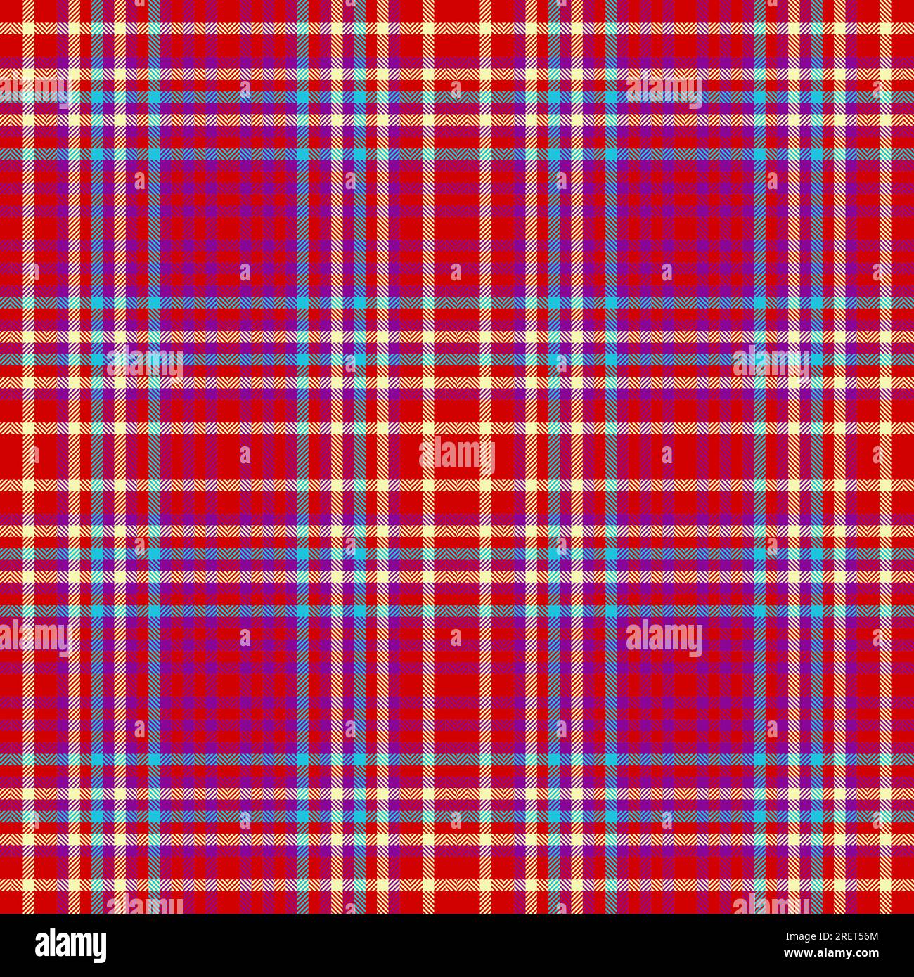 Seamless vector pattern of check background tartan with a textile fabric plaid texture in red and mauveine colors. Stock Vector