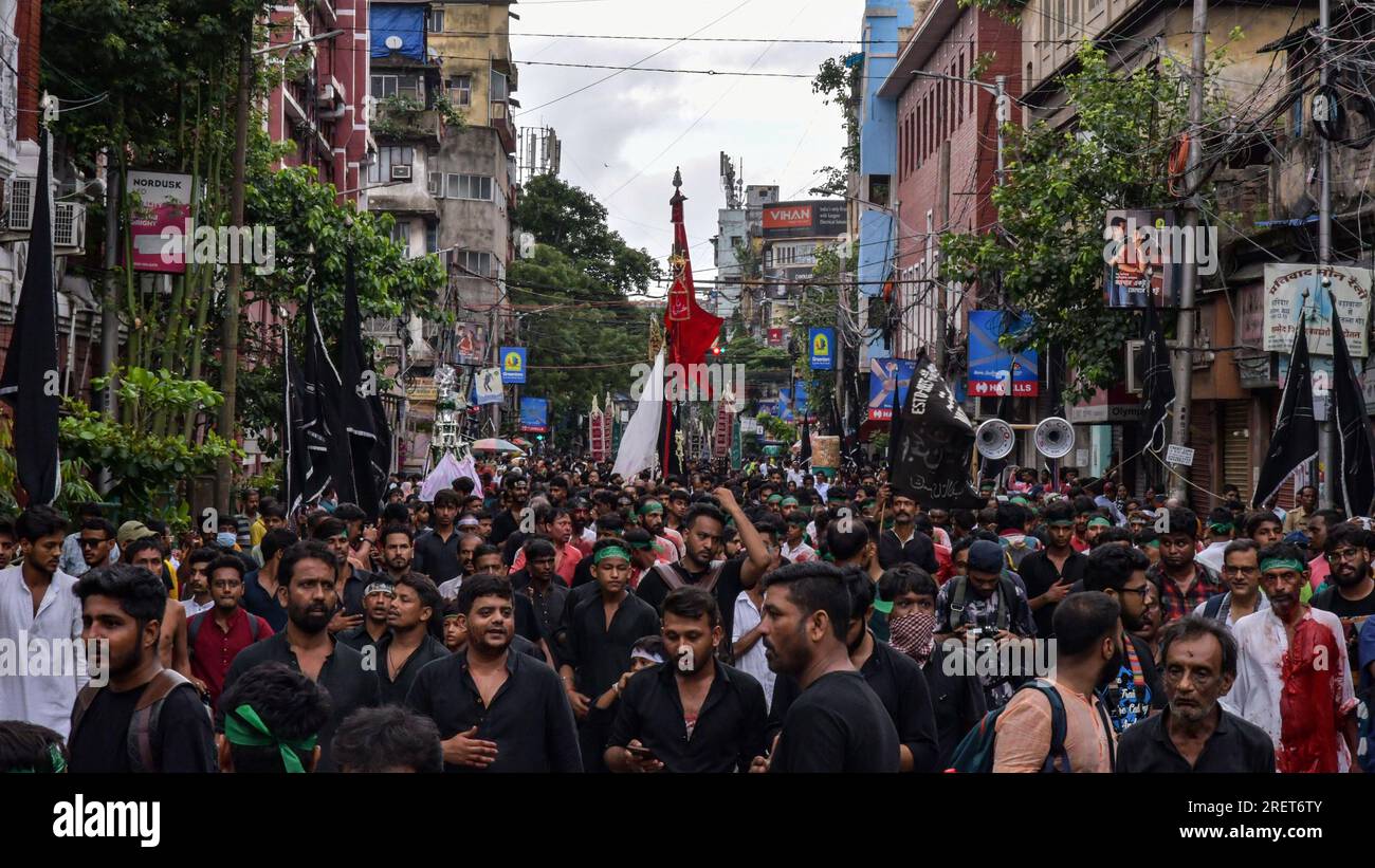Kolkata, India. 29th July, 2023. Shia Muslims participate in a Muharram ...