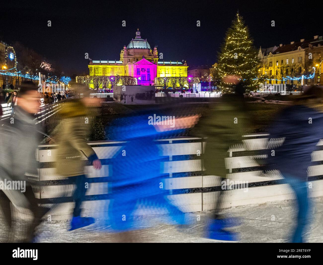 Ice Skating in Advent in Zagreb Stock Photo Alamy