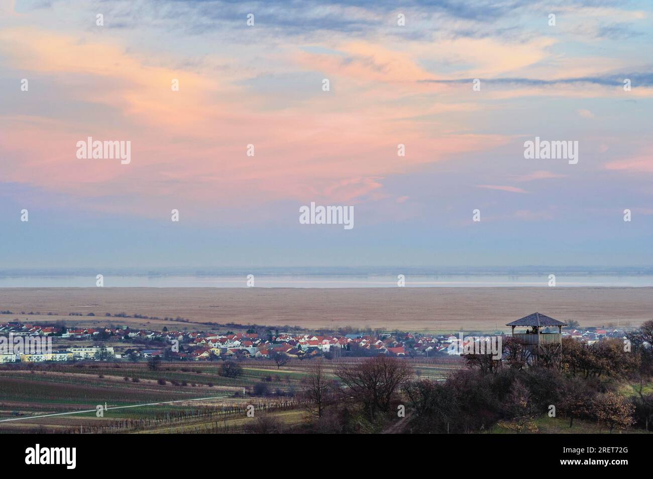 Municipality of Oggau am neusiedlersee in the evening Stock Photo