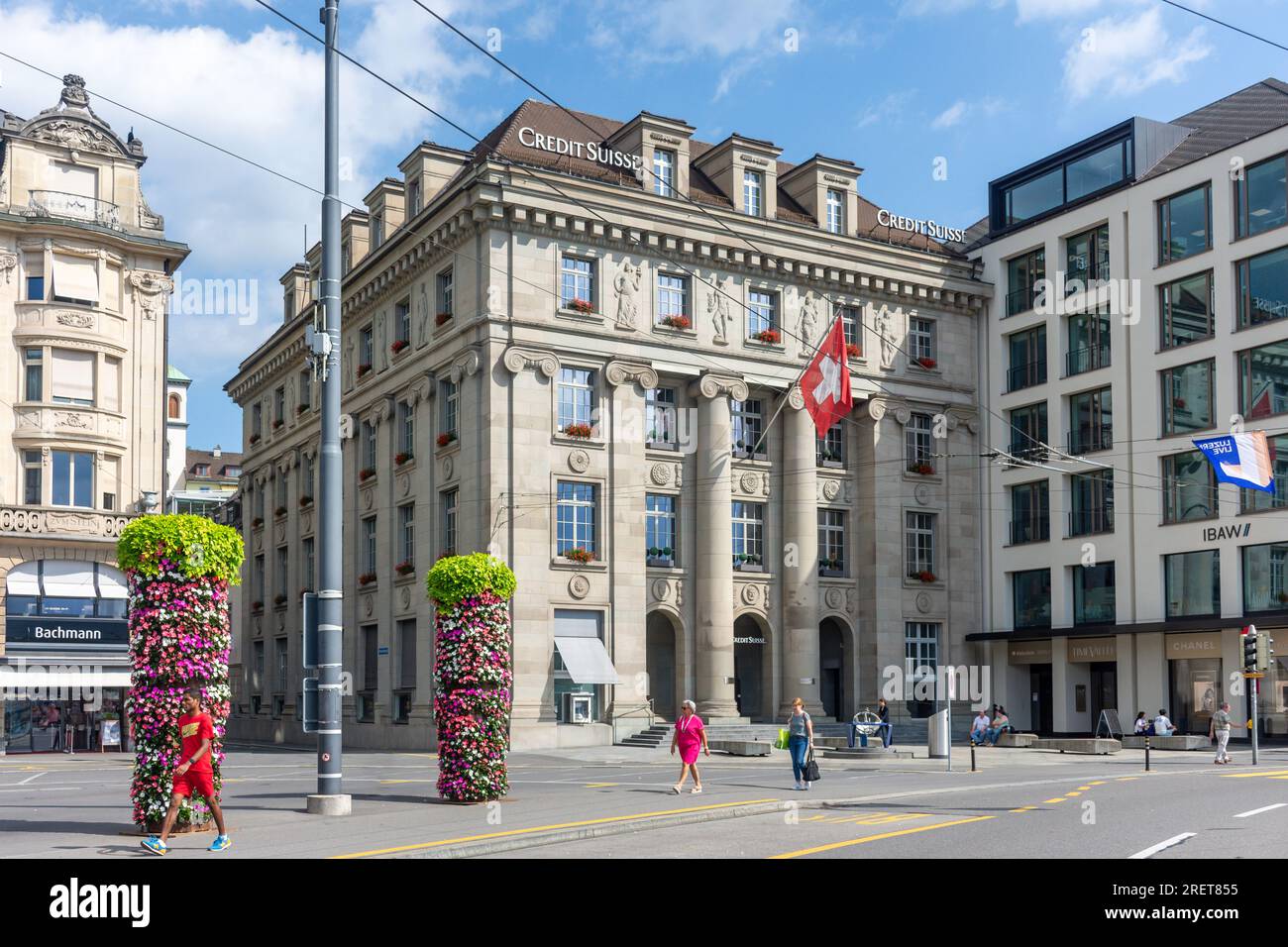 Credit Suisse AG building, Schwanenplatz, City of Lucerne (Luzern), Lucerne, Switzerland Stock Photo