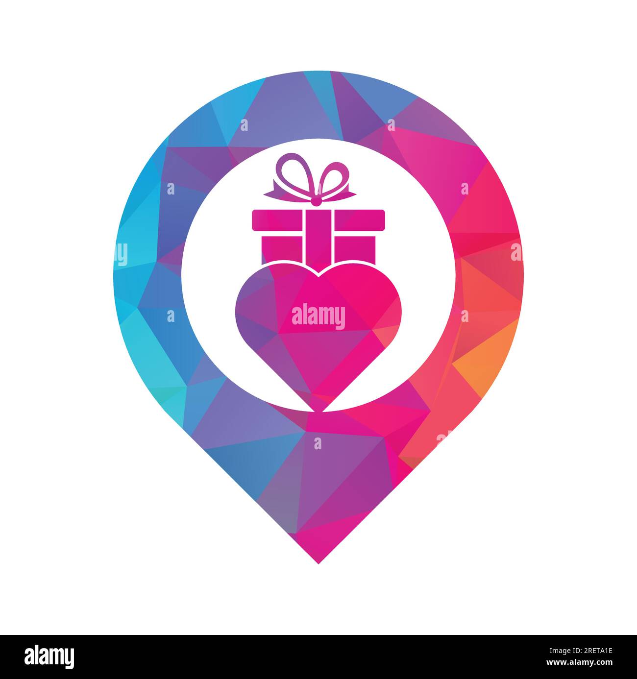 Love Gift gps shape concept Logo Vector Symbol Icon Design. Heart gift logo vector icon. Stock Vector
