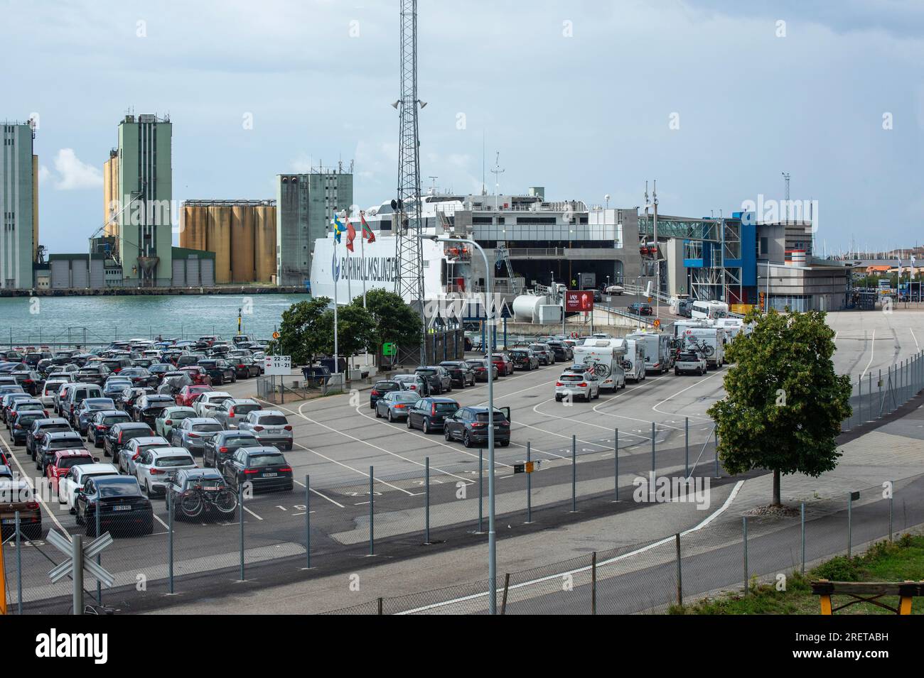 The Bornholm line's ferry Express 5 loading cars in Ystad harbor. It is the world's largest