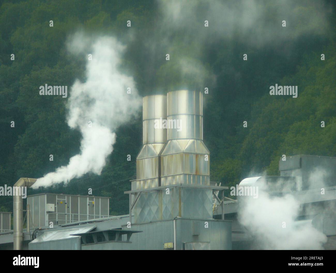 Northern Black Forest. Factory, industrial plant, exhaust fumes, steam