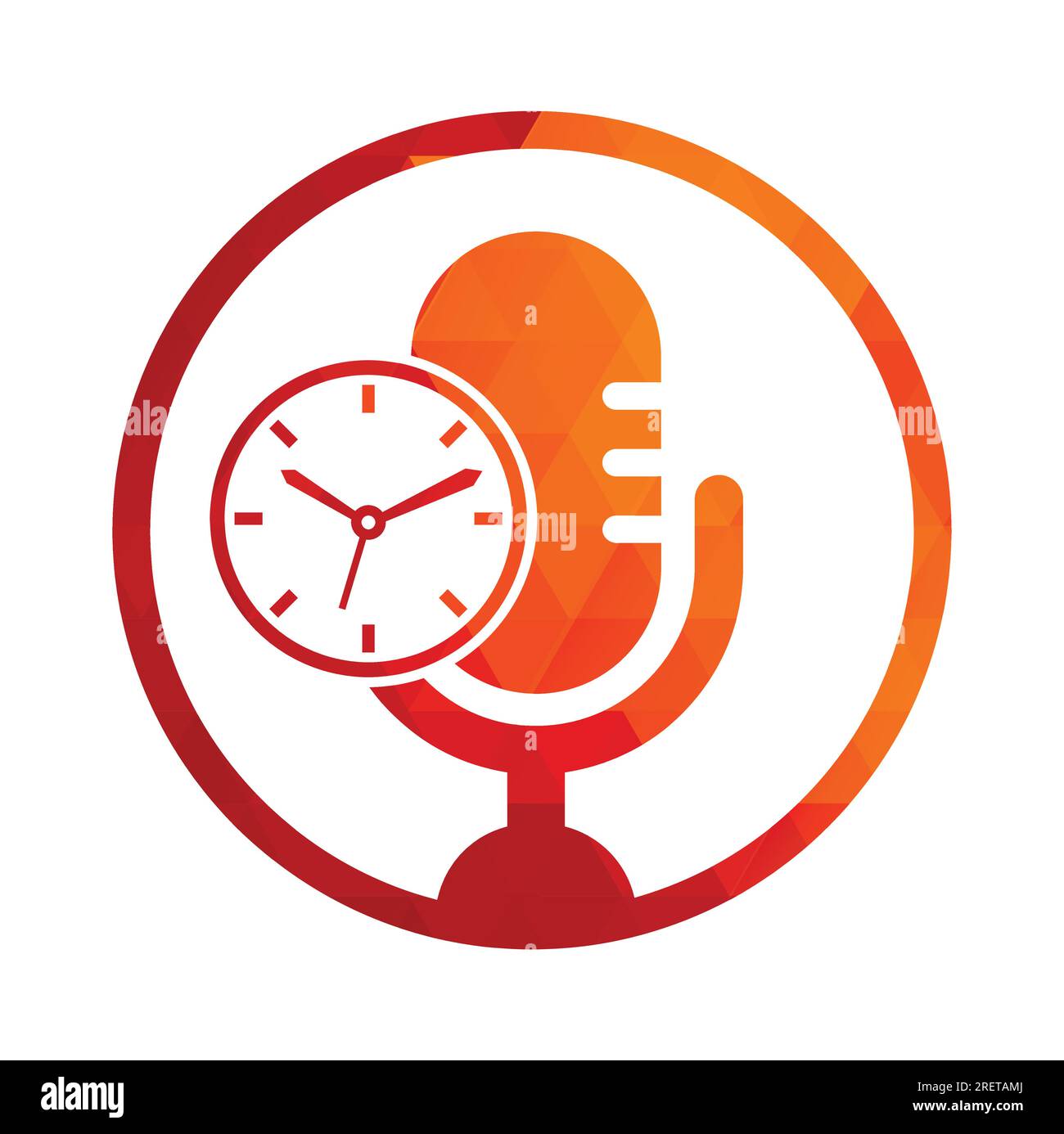 Podcast time vector logo design template. Mic clock vector logo design