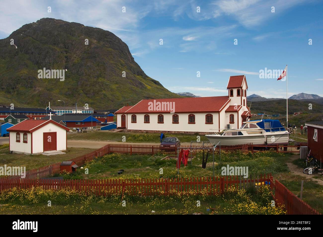 Church, Narsaq, Greenland Stock Photo