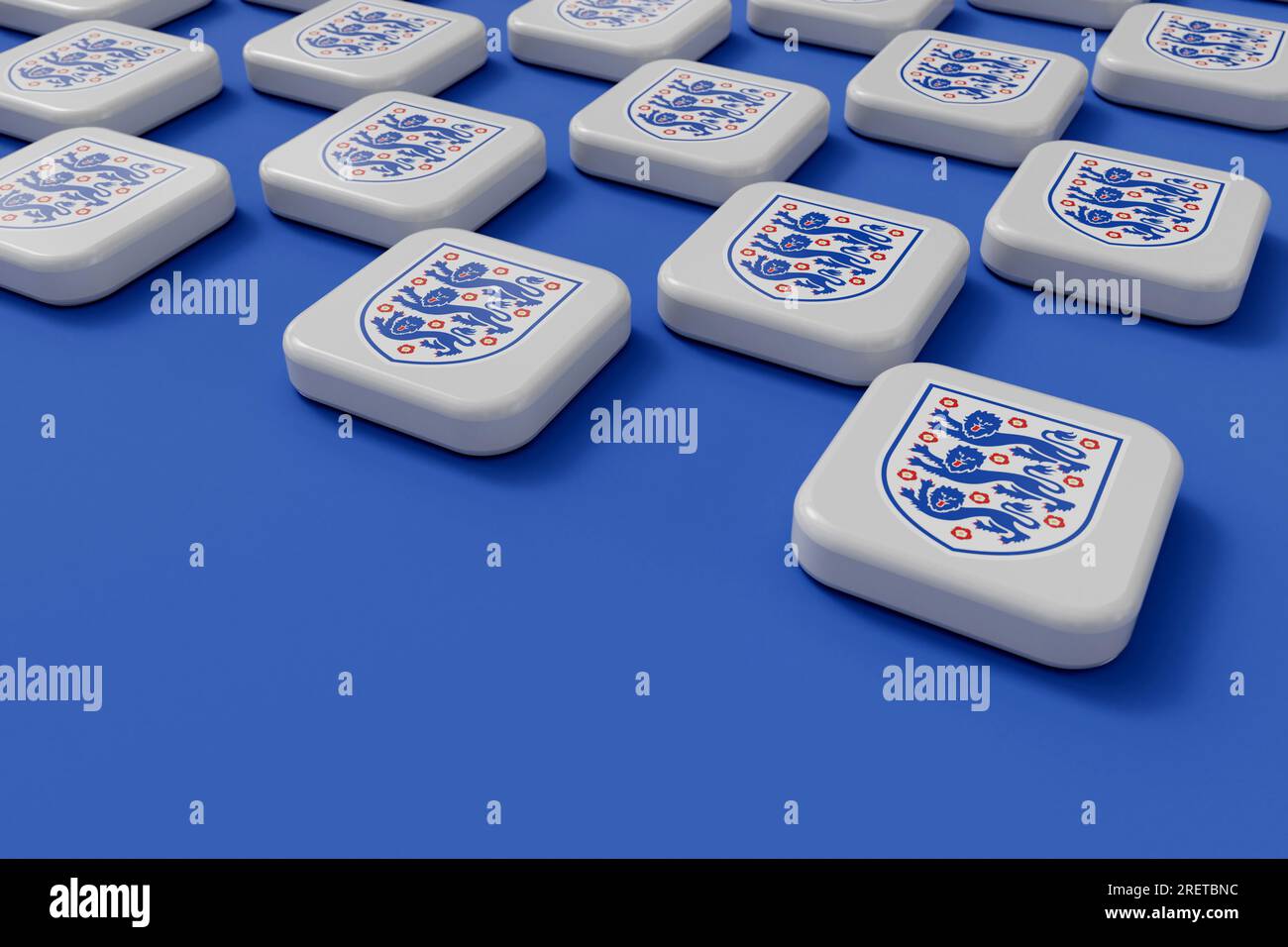 LONDON, UK July 2023 England national football team logo. 3D