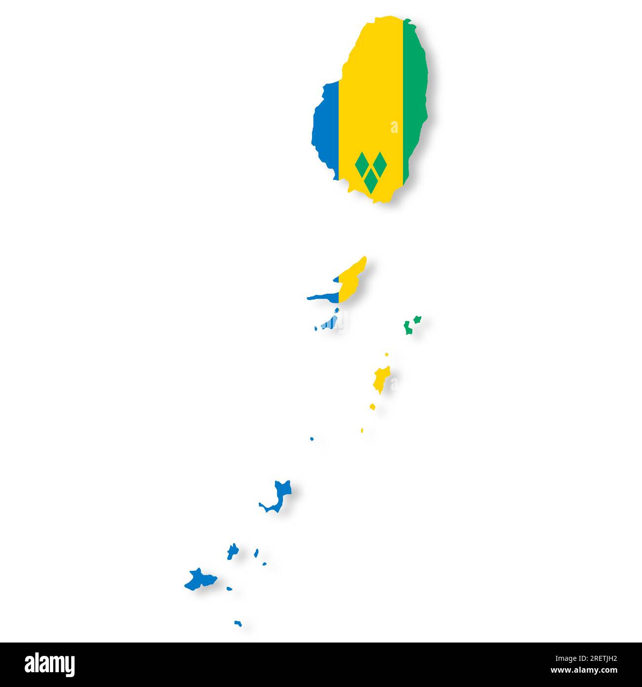 St Vincent and the Grenadines flag map with clipping path 3d illustration Stock Photo Alamy
