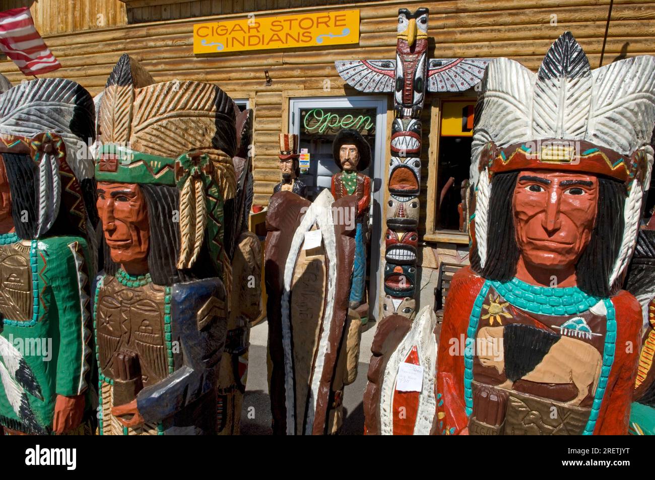 Cigar Store Indians on display in Jackson Hole, Wyoming, USA Stock Photo