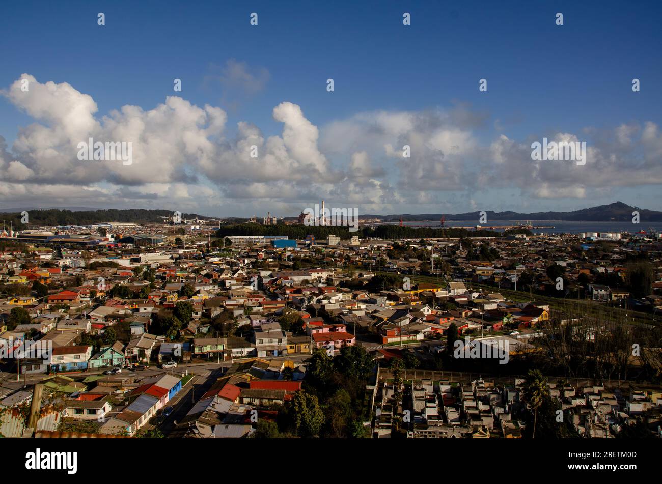 Partial view of the port area in the city of Talcahuano, Chile Stock Photo