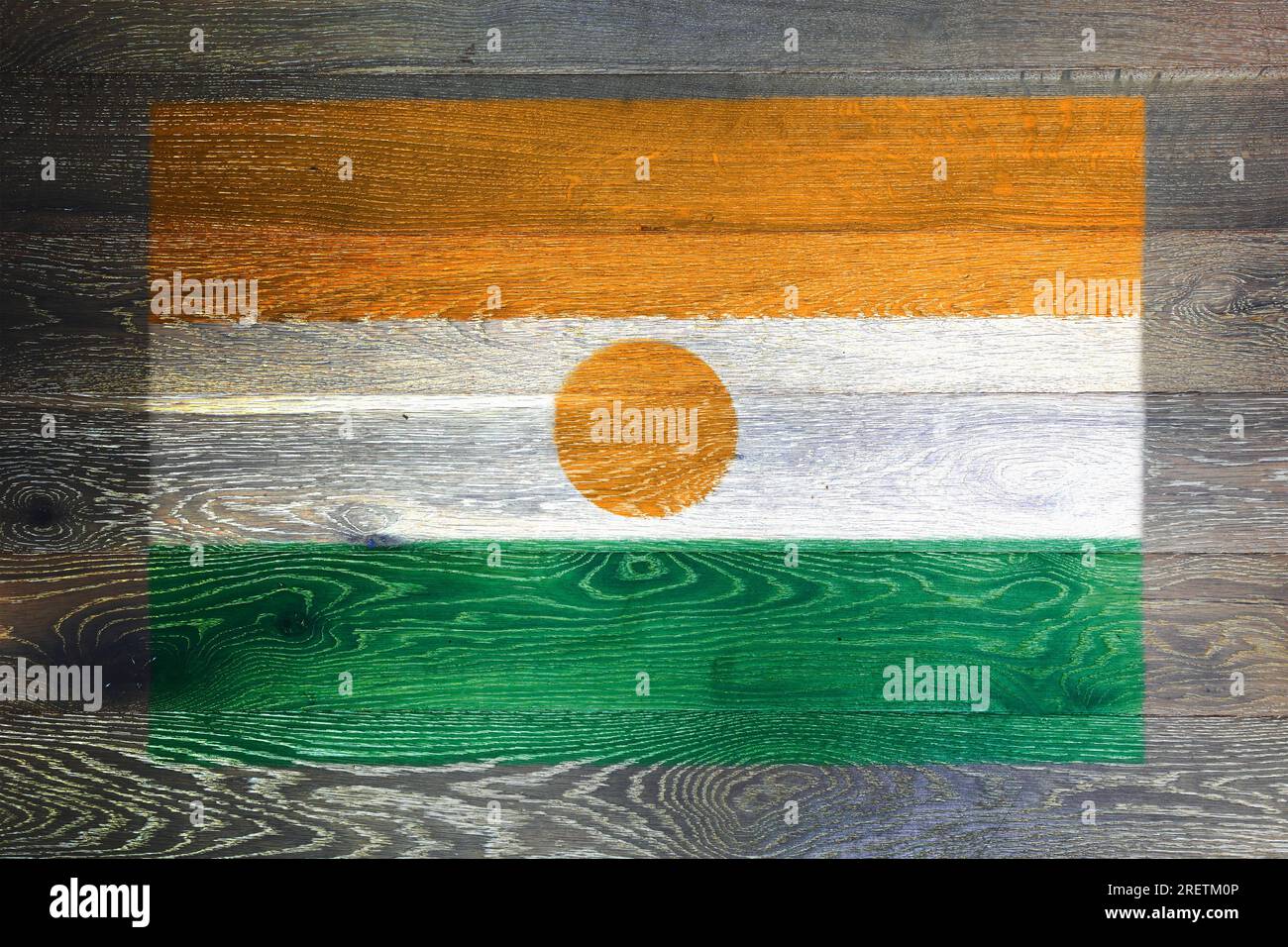 Niger flag on rustic old wood surface background Stock Photo - Alamy