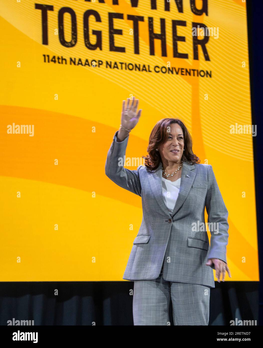 United States Vice President Kamala Harris delivering remarks at the