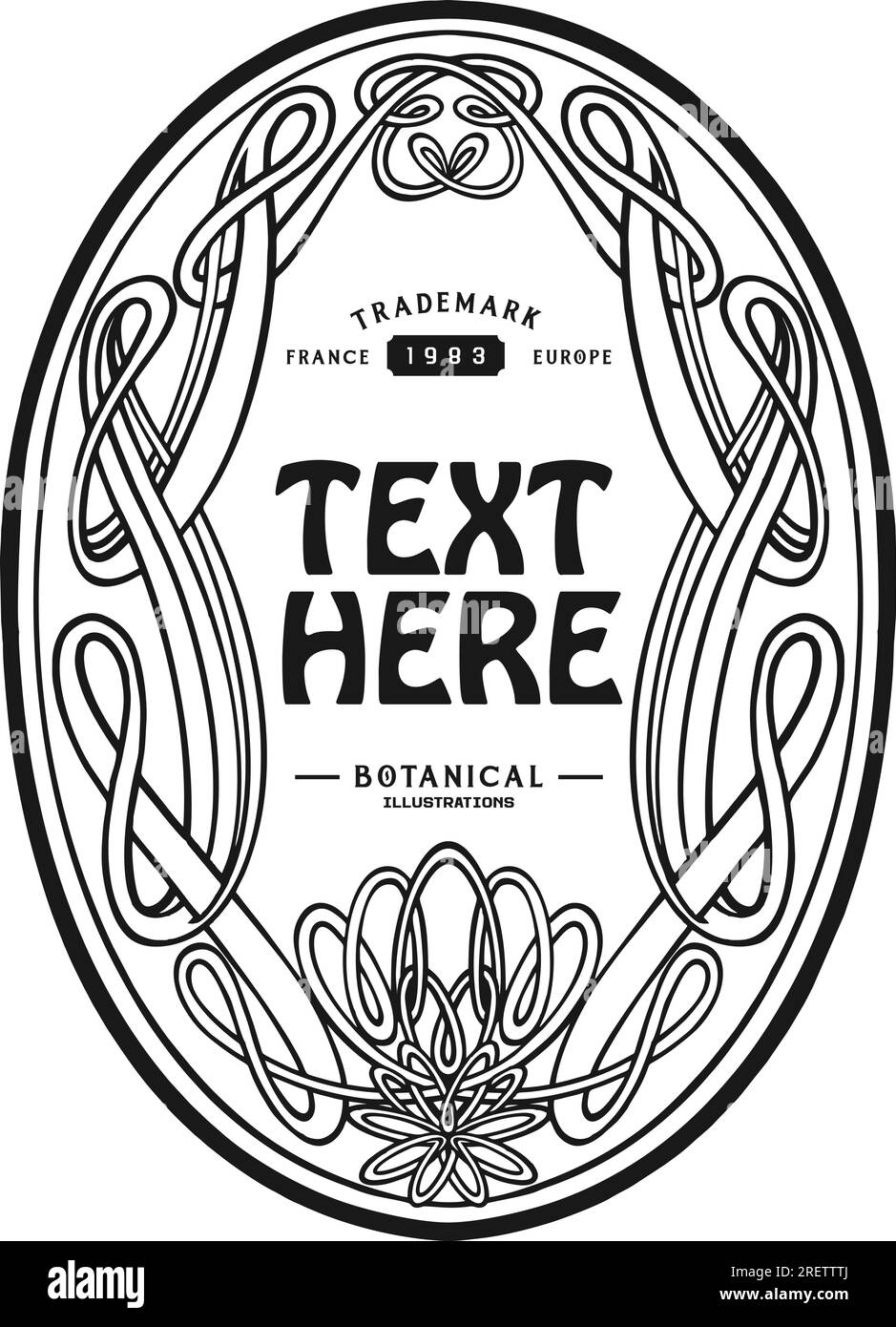 Classic beauty wine label with flourish ornament outline vector