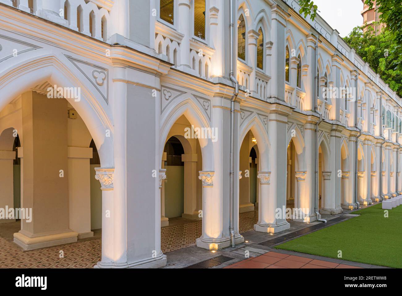 Arches at the rear of Caldwell Hall, now part of the CHIJMES complex, Singapore Stock Photo